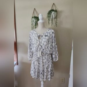 Ministry of Style Dress Womens Size 8 Gray Floral Blouson Ruffle Cottagecore